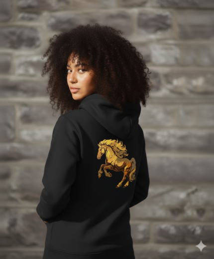 Black Horse Embroidery Hoodie